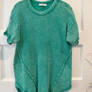 Zenana Outfitters Teal Ribbed Knit Top